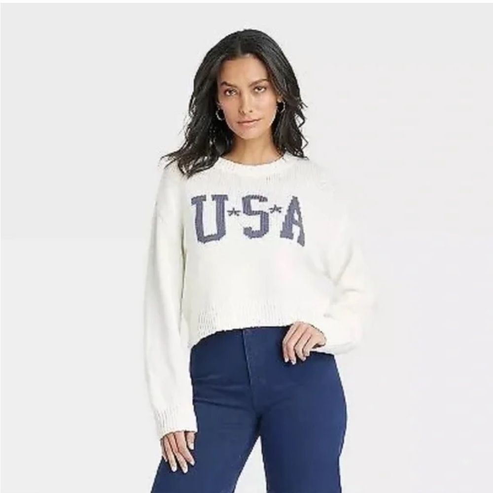 Grayson Threads Women's White USA knit Sweater